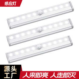 跨境超薄智能人体感应灯长条磁吸免布线橱柜衣柜灯LED充电长条灯