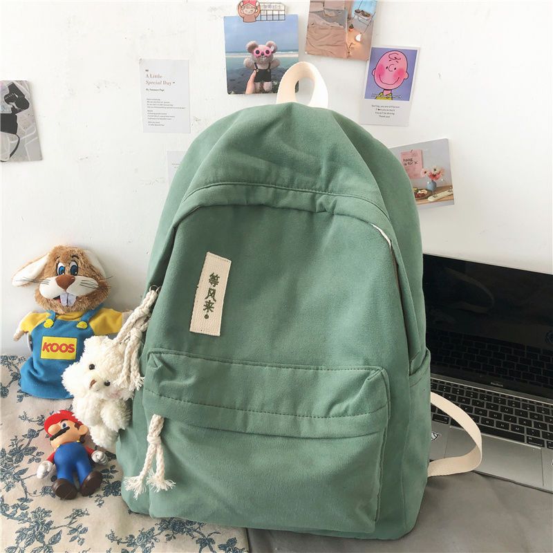 日系双肩包韩版小清新帆布大容量初高中学生书包女大学生百搭包邮