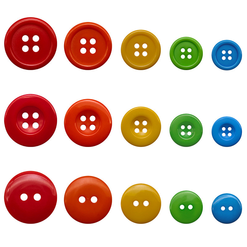 圆形树脂钮扣两眼儿童diy手缝衬衫扣子彩色细边童装毛呢大衣纽扣