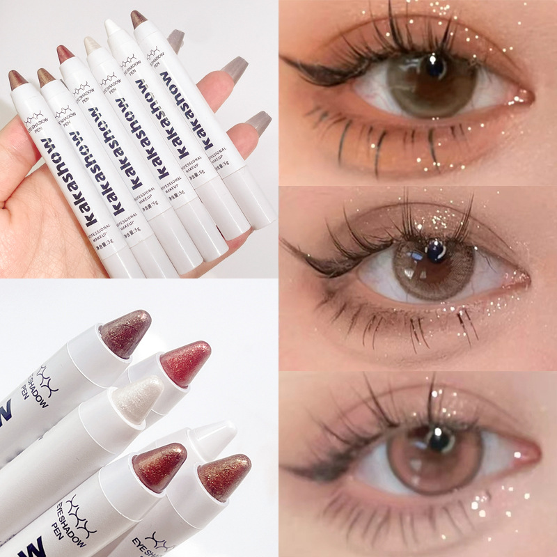 Cross-Border Live Broadcast Kakashow Highlight Eyeshadow Eye Shadow Pen Lazy Eye Makeup Pearlescent Thin and Glittering Eye Shadow Pen Brightening and Repairing