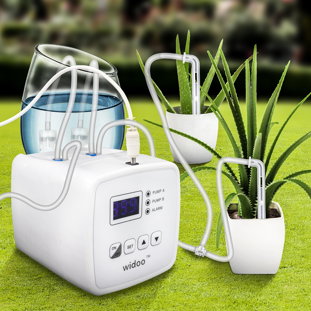 新款双泵家用自动浇花器智能定时浇水器盆栽滴灌系统无水自动断电