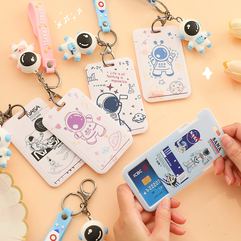 可爱宇航员卡套多功能钥匙扣公仔校牌学生饭卡门禁卡挂件礼物批发