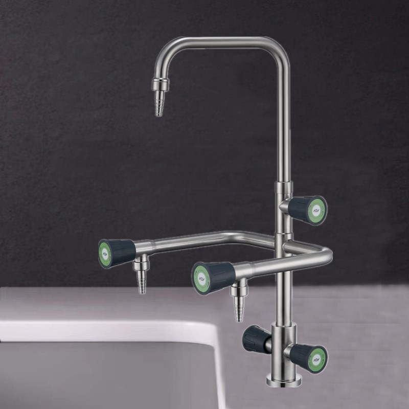 实验室水龙头三联三口冷热水化验室医院304专用龙头实验水嘴通用