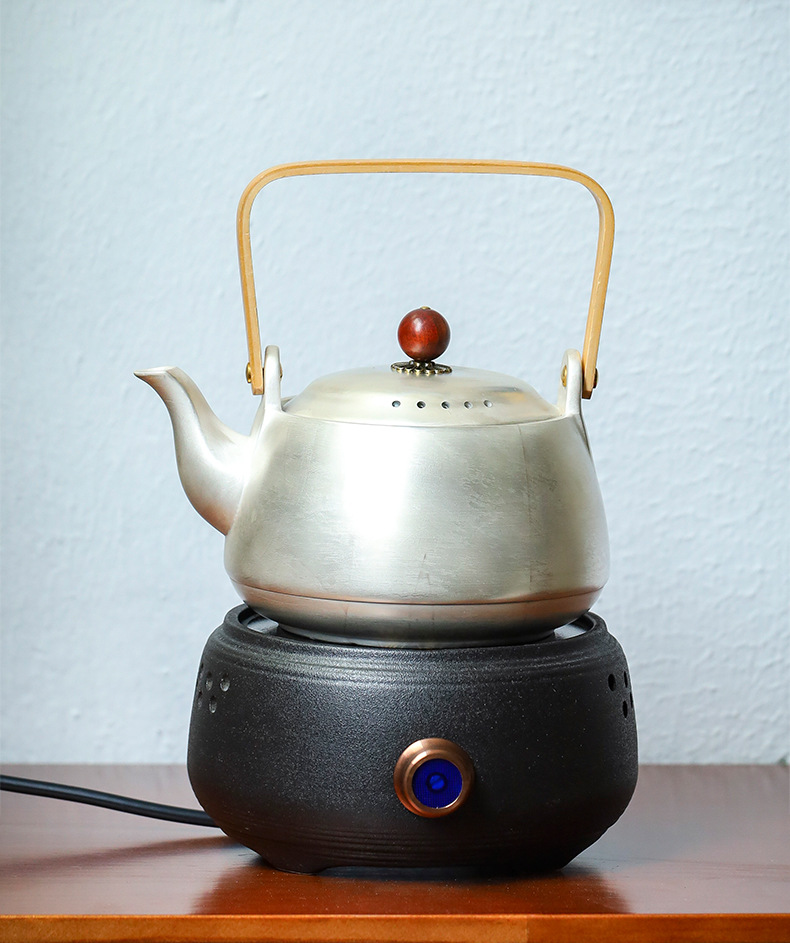 银壶s999日本一张打足银烧水茶壶纯银煮水壶高档电陶炉家用煮茶器