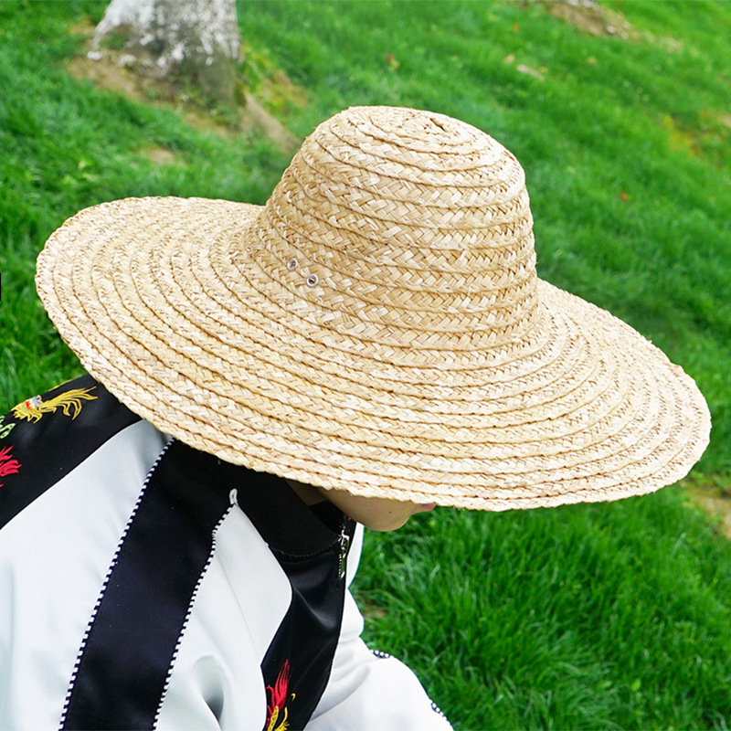 草帽大号工地农民农用帽子麦秆编织遮阳防晒男女工用草帽