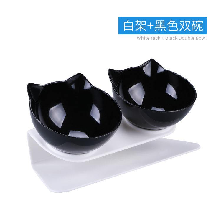 Cross-Border Hot 15 Degree Inclined Elevated Cat Bowl Dog Bowl Pet Double Bowl Protection Cervical Vertebra Cat Tableware