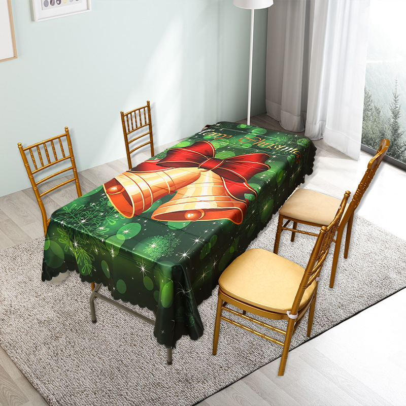 Christmas Printed Tablecloth Restaurant Tablecloth Light Luxury Square Tablecloth Jubilant Decoration Waterproof and Oil-Proof round Tablecloth Wholesale