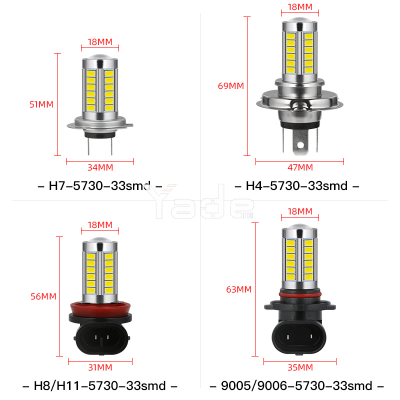 Auto LED Lights H4 H7 H11 9006 9005 Fog Light 5730 5630 33smd Motorcycle Headlight