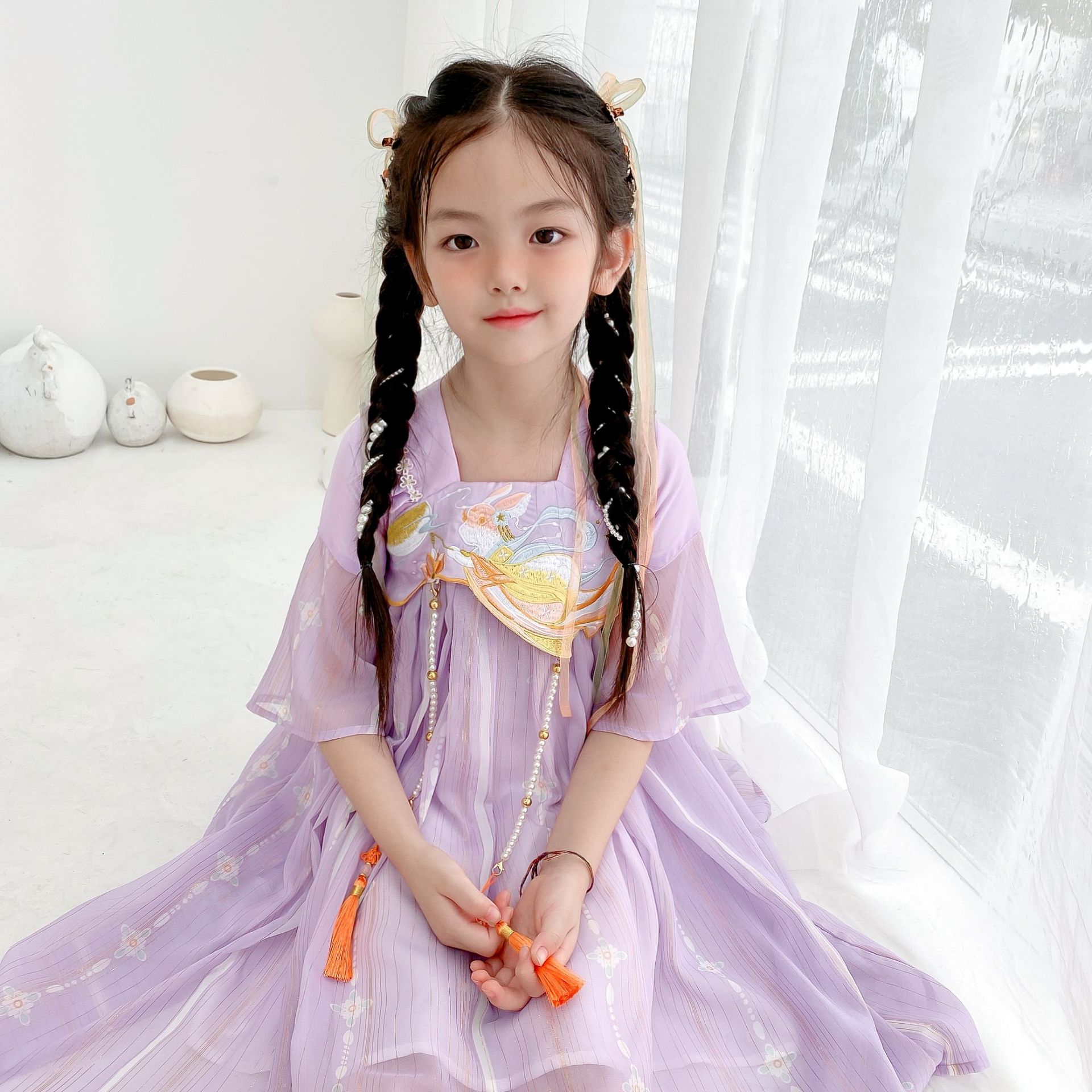 汉服女童夏装中国风薄款襦裙古装连衣裙超仙小女孩夏季儿童唐装夏06