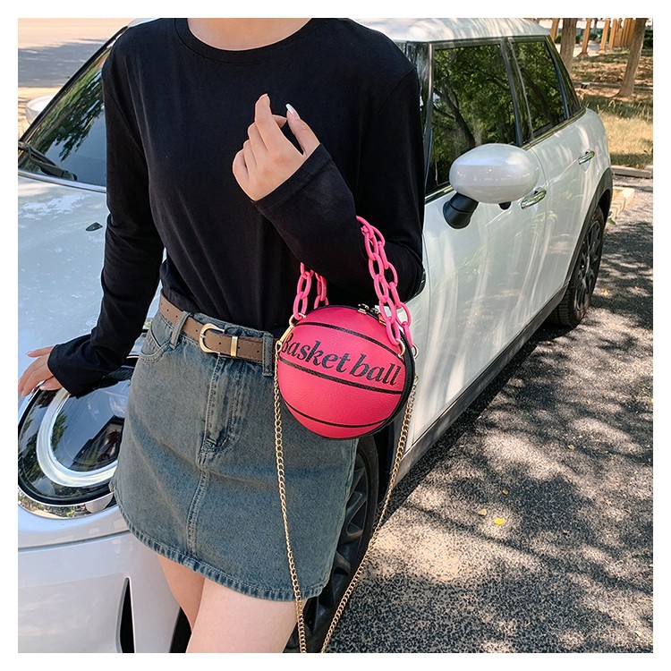 Same Style Personality Small round Bag 2023 New Mori Style Soft Girl Fashion One-Shoulder Crossbody Chain Portable Basketball Bag