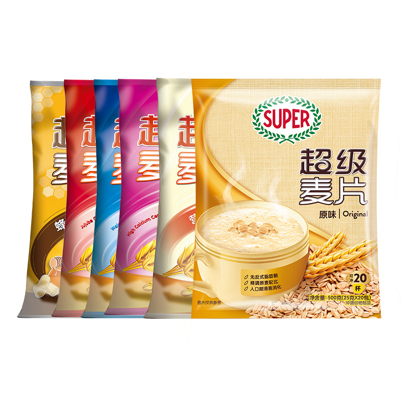super超级原味麦片500g袋装即食燕麦片营养谷物早餐零食冲饮麦片