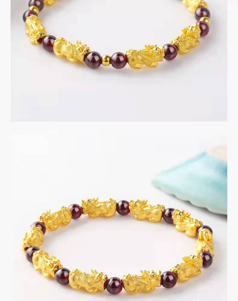 18k金貔貅手串 au750黄金黄百搭男女款可diy招财进宝手链水贝批发