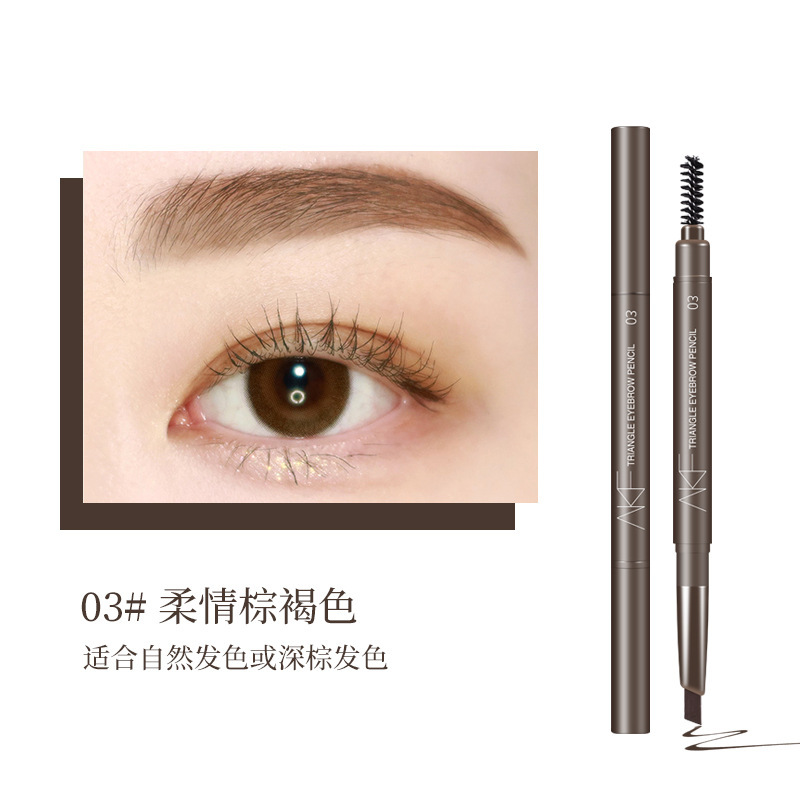 Akf Triangle Eyebrow Pencil Ultra-Fine Waterproof Sweat-Proof Long-Lasting Fadeless Not Smudge Ultra-Fine Pen Point Natural Beginner Female