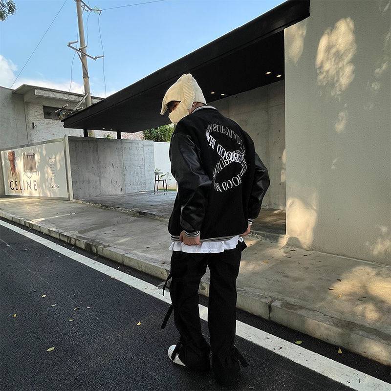 欧美风夹棉棒球服外套男ins潮牌高街美式复古棉衣男嘻哈情侣夹克