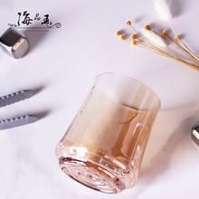 创意螺纹底威士忌杯高硼硅玻璃杯家用ins透明轩尼斯果汁杯早餐杯