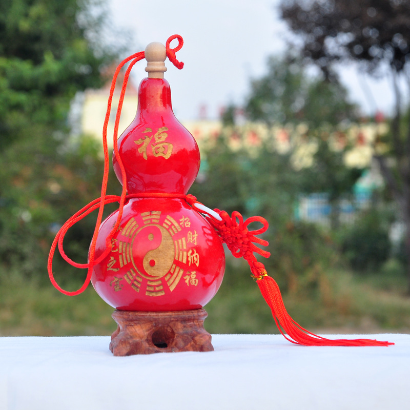 环保朱砂红葫芦挂件天然家居摆件开口玄关八卦福字招财门对门包邮