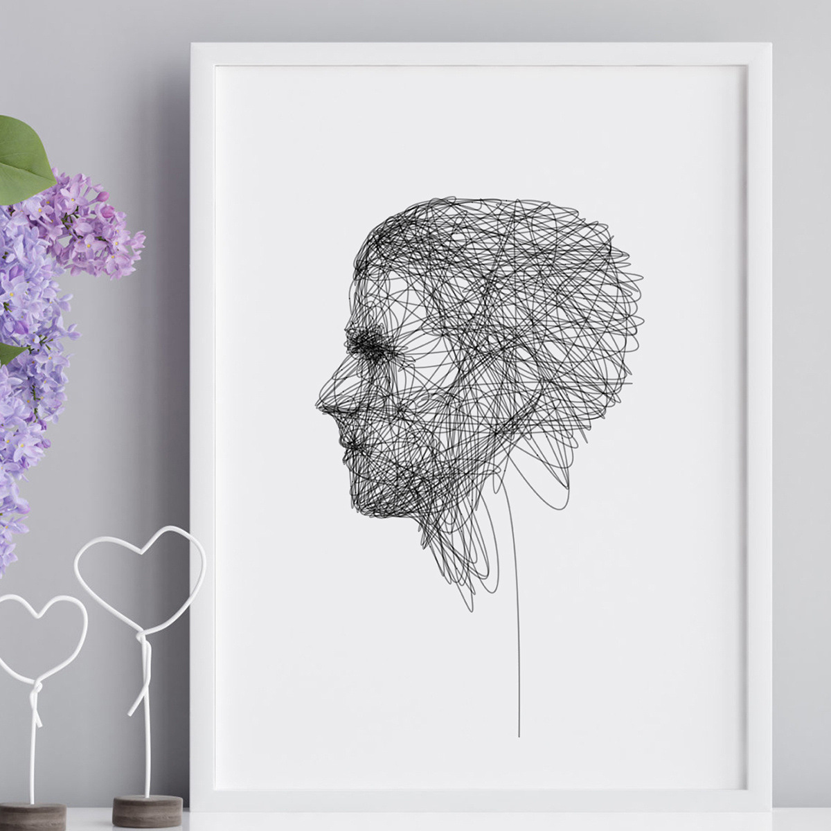 素描人头艺术肖像室内装饰油画画芯电脑喷绘速卖通亚马逊wish批发