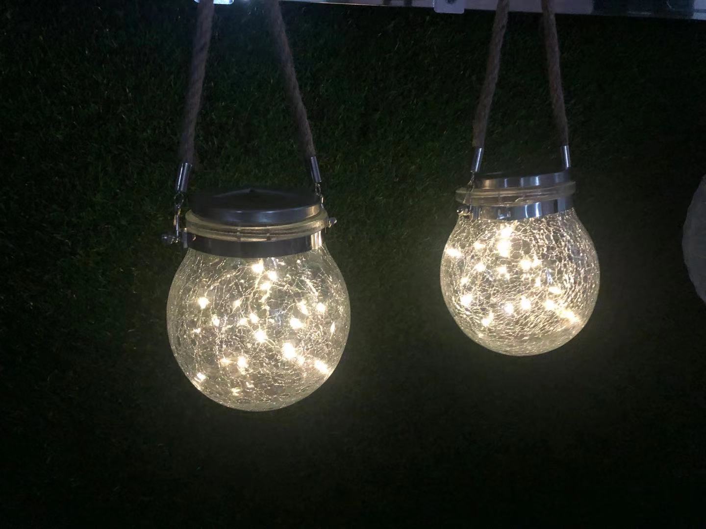 太阳能玻璃挂灯,太阳能玻璃灯,太阳能挂灯,裂纹玻璃灯,玻璃灯