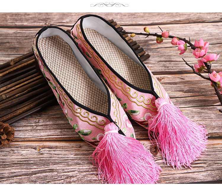 戏鞋越剧花旦鞋古装鞋子女男戏剧戏曲彩鞋绣花鞋红色婚鞋平底彩鞋