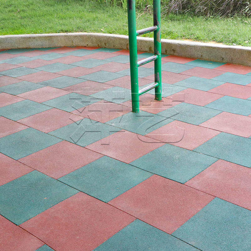 公园户外方块橡胶地垫2.5cm游乐设施减震防滑地板地胶50*50现货