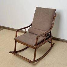 白茬新中式实木摇椅榆木成人阳台休闲躺椅老人午睡客厅沙发椅家用
