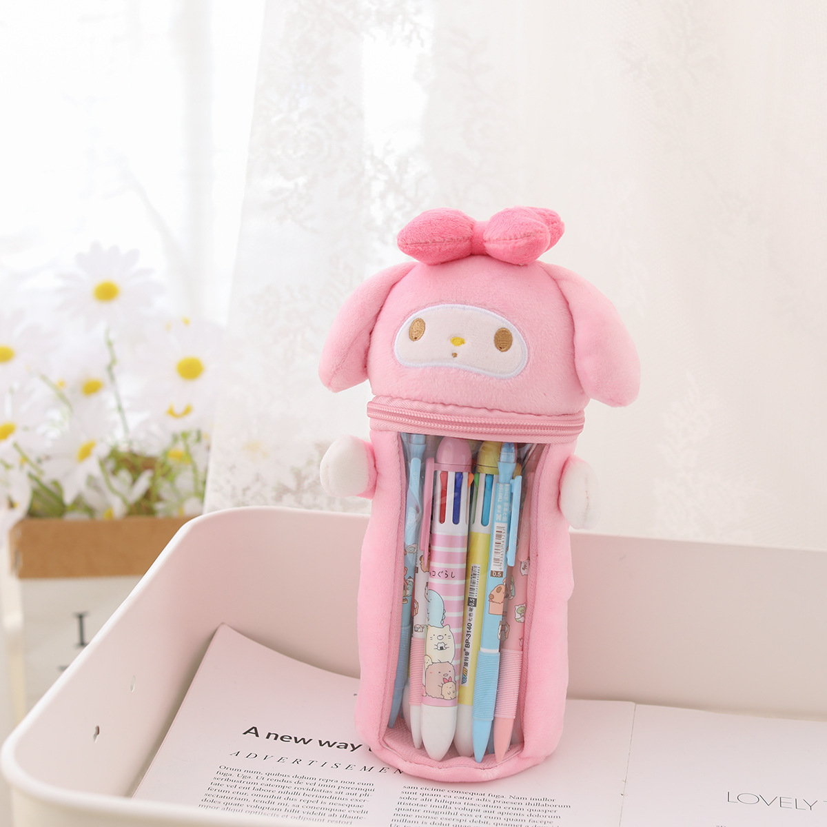 Japanese Cartoon Cute Star Delu Clow M Plush Pencil Bag Pen Holder Popular Girl Heart Transparent Storage Bag Gift