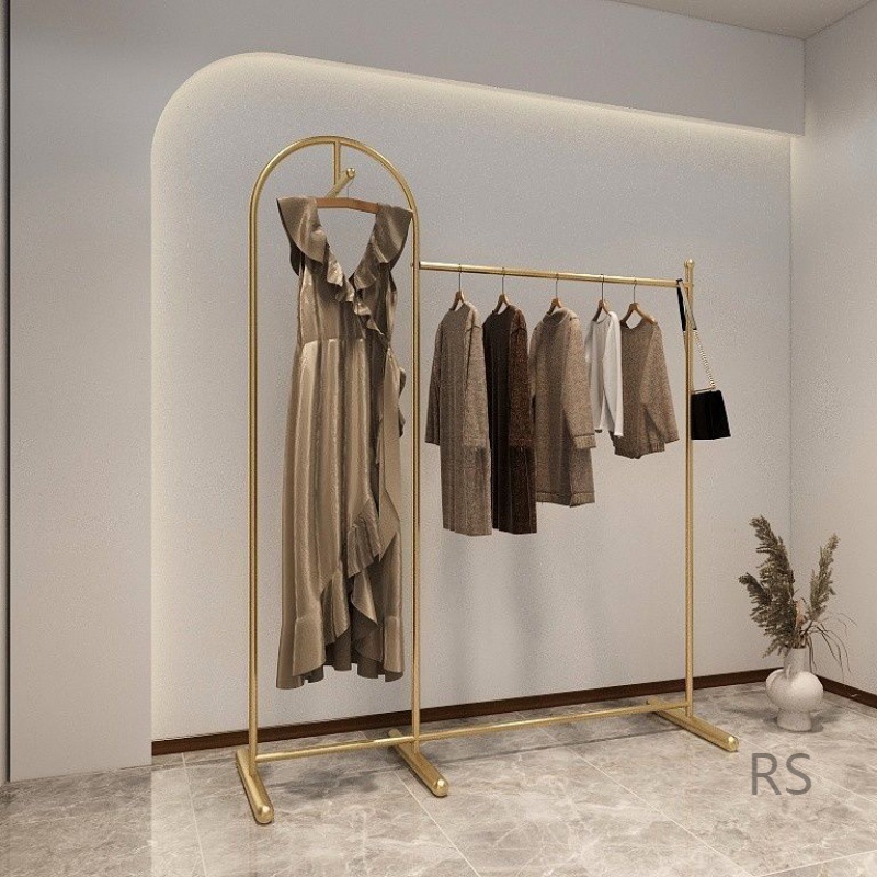 rs创意金色服装架服装店展示架落地式女童装店中店陈列架铁艺挂衣