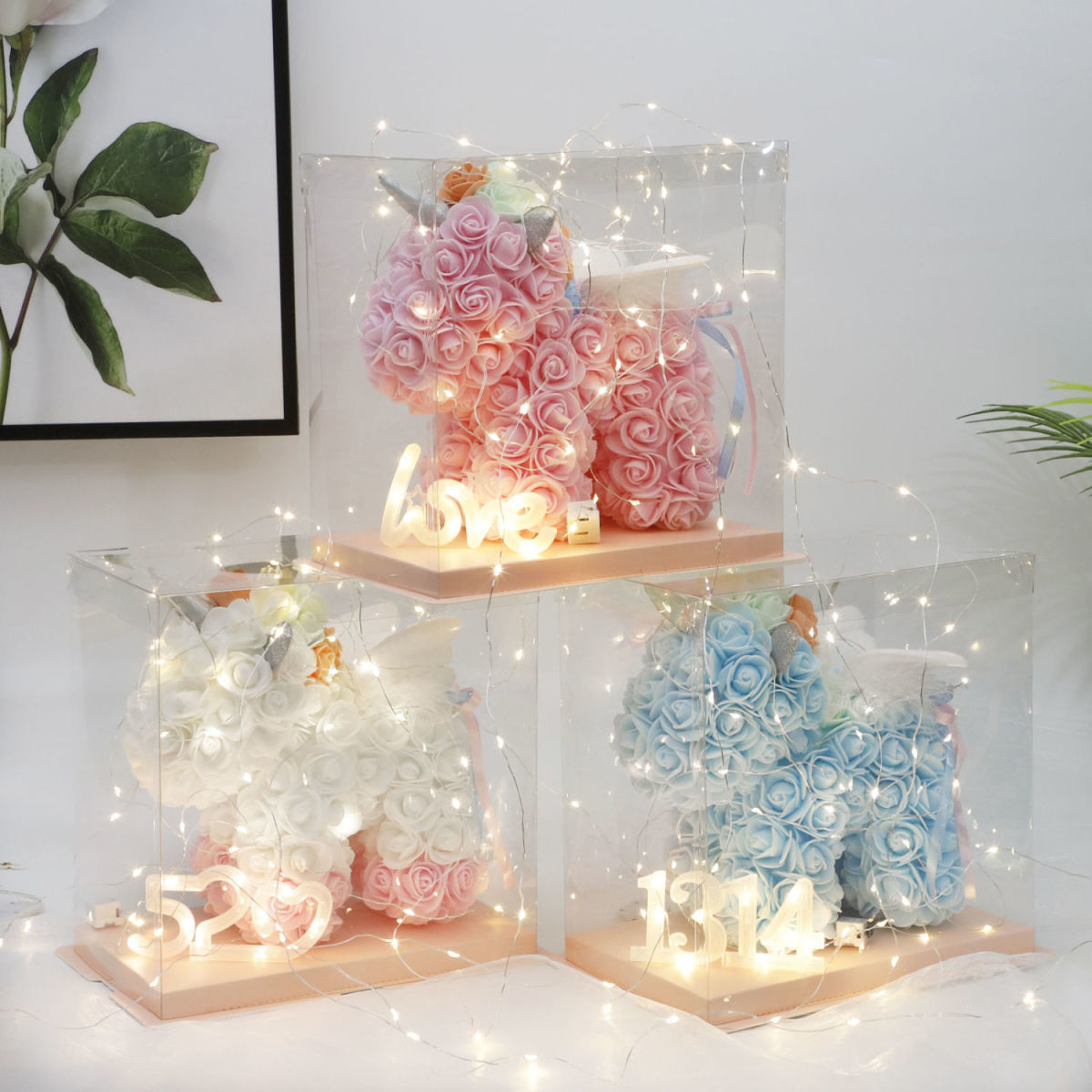 永生花独角兽永生花pe玫瑰花礼盒母亲节520情人节生日礼物送女友