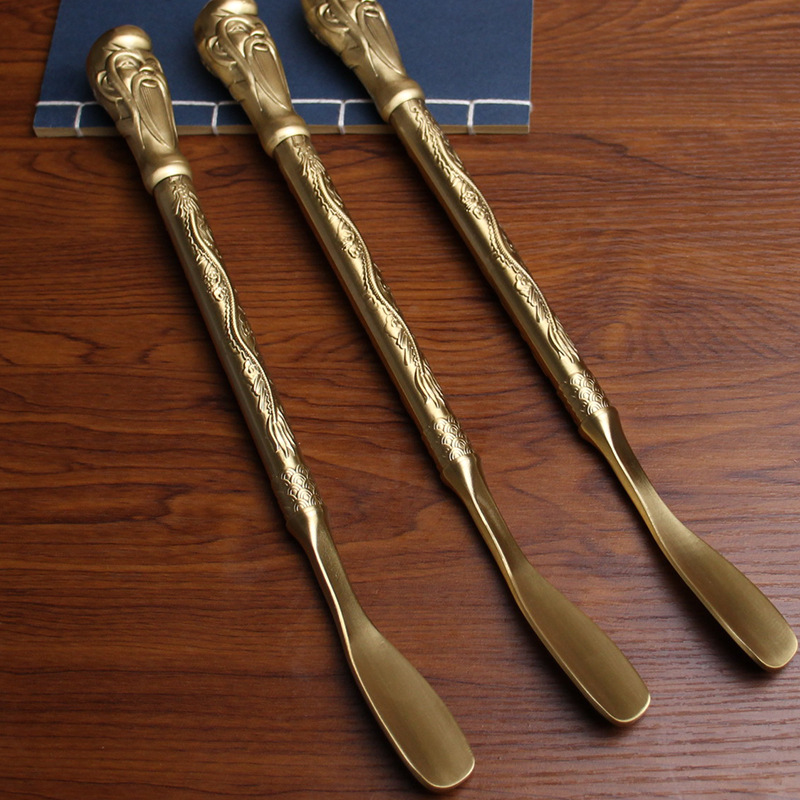 纯黄铜寿星老鞋拔子家用加长铜鞋拔子穿鞋神器工艺品摆件高档礼品