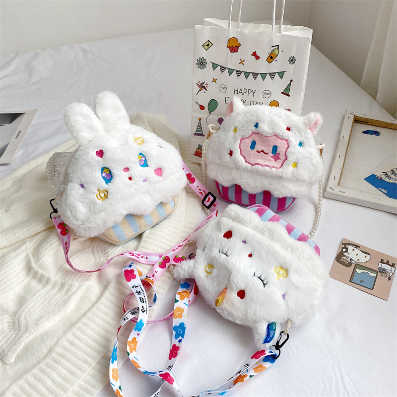 New All-Match Shoulder Messenger Rabbit Plush Toy Bag Bear Bag Children New Coin Purse Plush Bag Wholesale