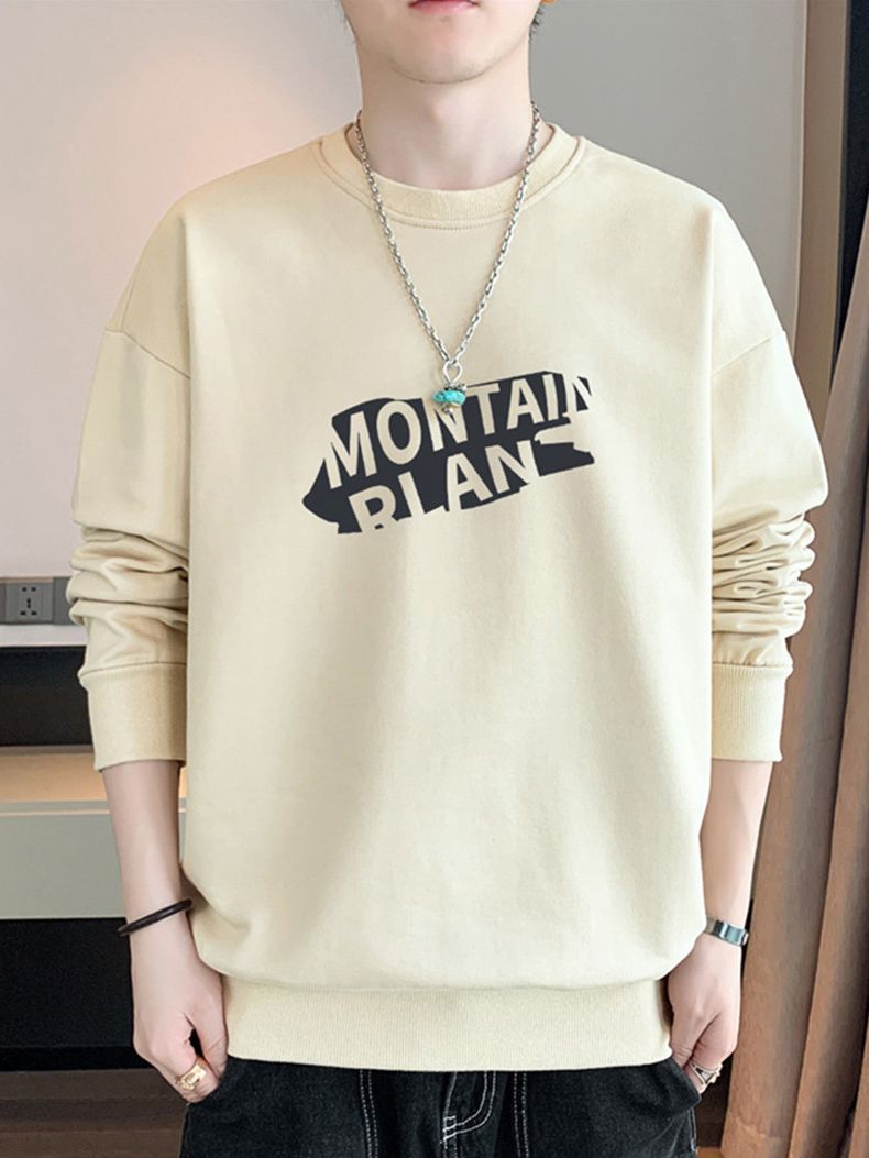 Spring and Autumn New Fashion Hong Kong Style Trendy Men's Loose round Neck Pullover Long Sleeve Sweater Youth All-Matching Bottoming Shirt