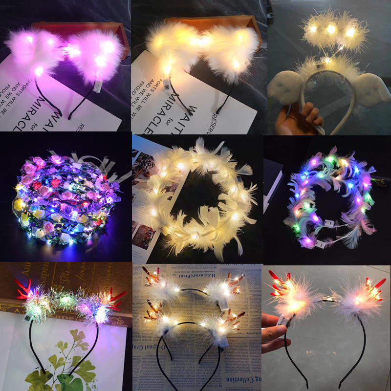 One Piece Dropshipping Angel Wings Headband Luminous Toy Headband Gift Stall Headdress Hair Clips Hair Accessories Children‘s Toy