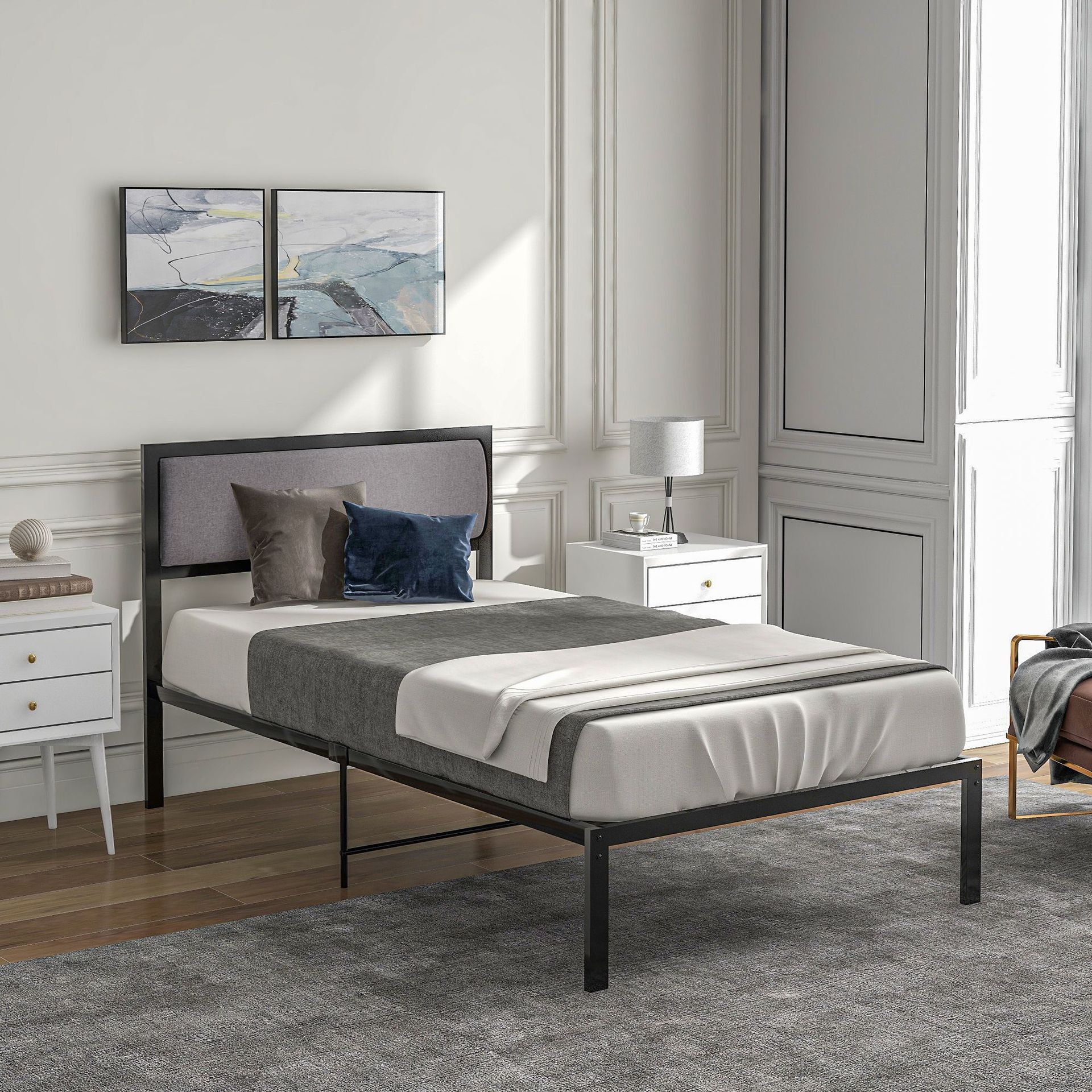 英国单人床床架金属床架亚马逊大健云仓现货直发英国一件代发分销