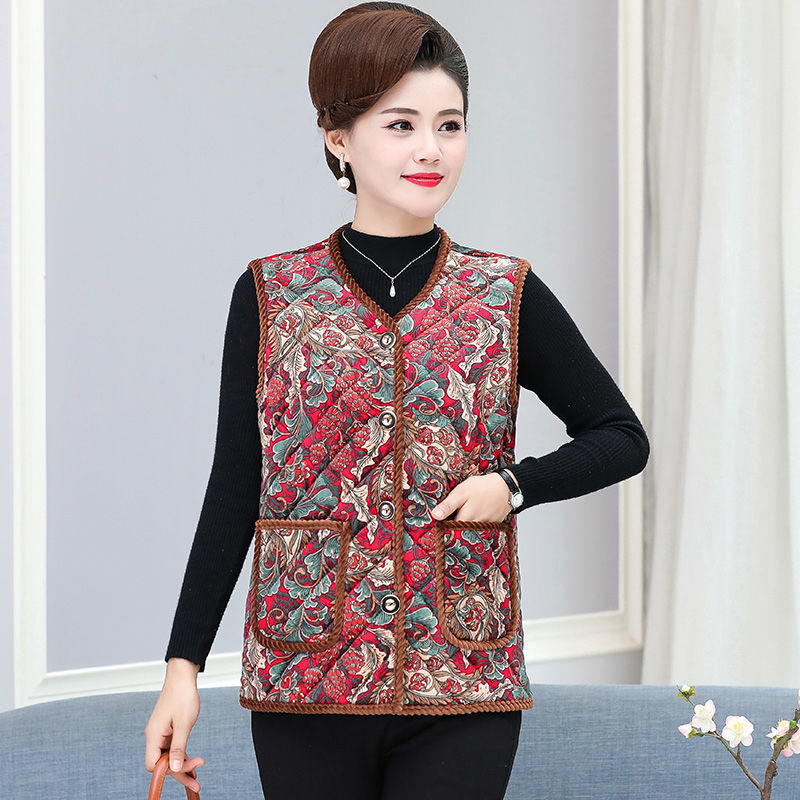 23-Year Hot Selling Autumn and Winter Mom Autumn Clothes Top Middle-Aged and Elderly Women's Vest Fashionable Vest Vest Stall Live Supply