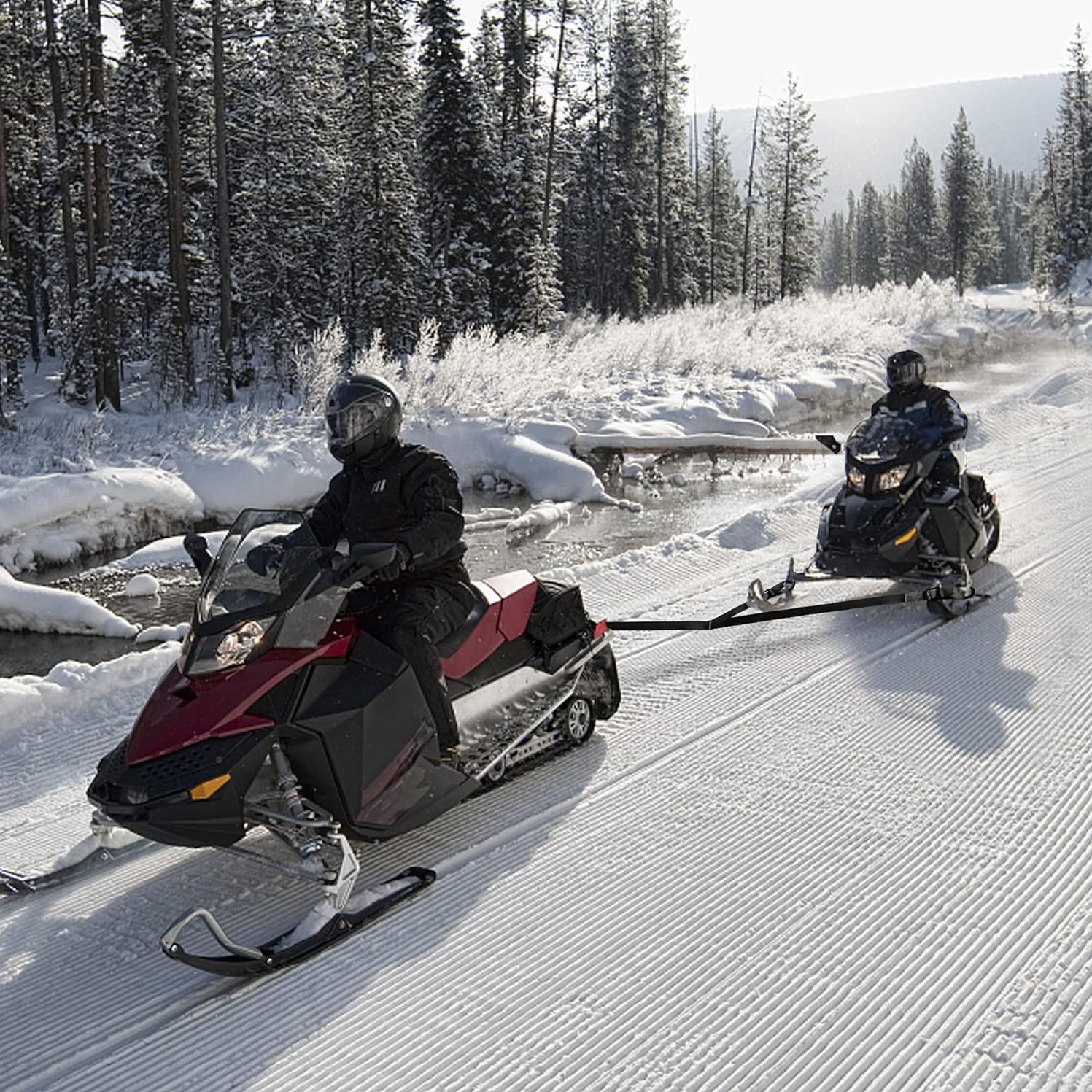 雪橇车拉力绳配件 滑雪拉车牵引绳强度重型atv拖绳雪地摩托车拖绳