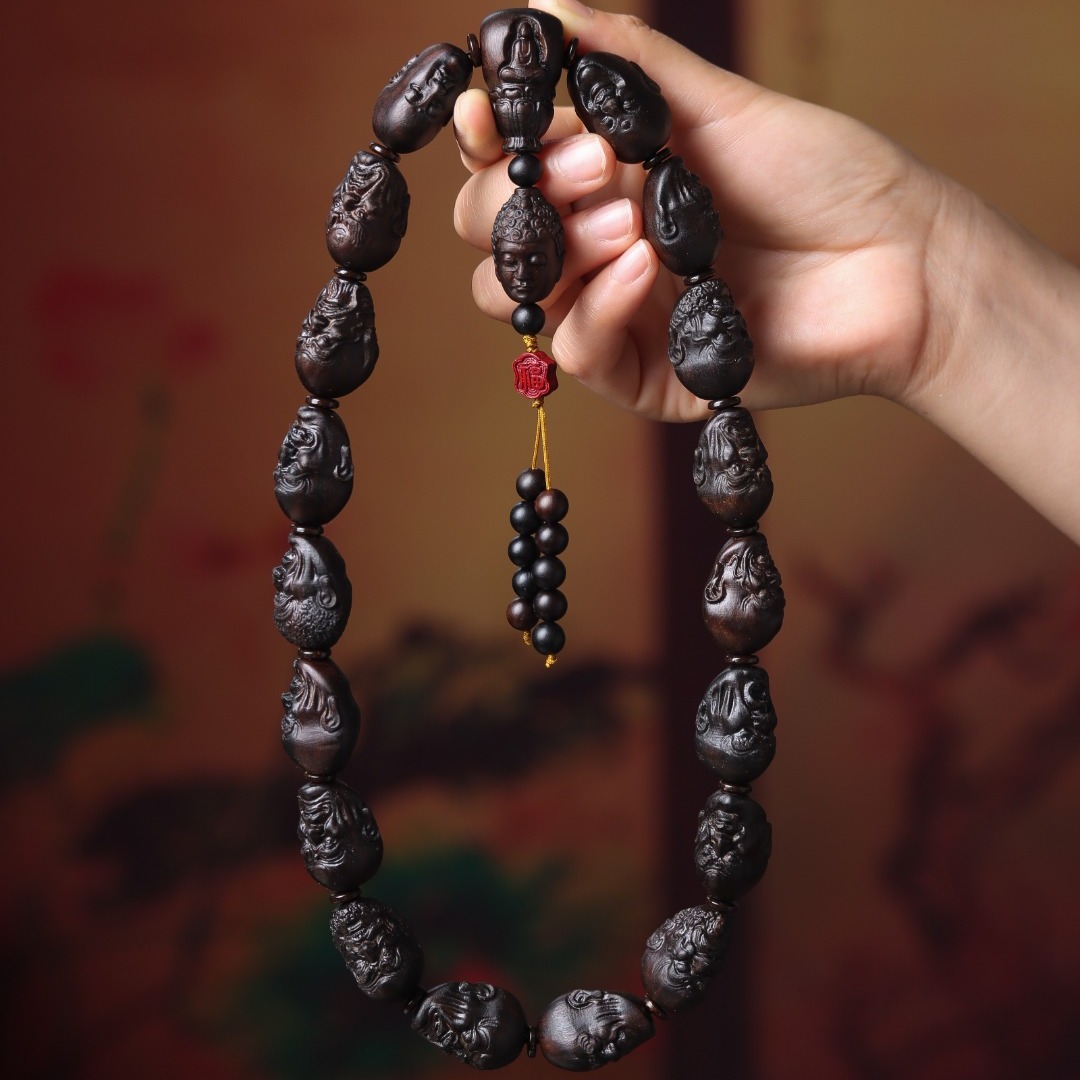 18罗汉沉香手串木质手持沉香佛珠复古文玩新国风抖音直播批发手链
