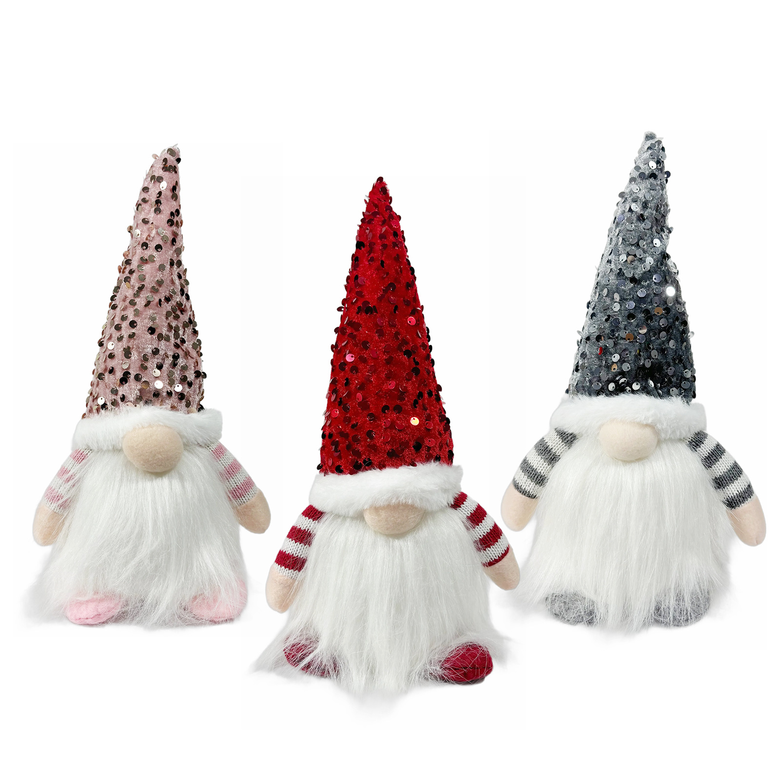 Cross-Border Christmas Faceless Doll Decorative Sequined Hat Luminous Ornaments Cute Dwarf Rudolf