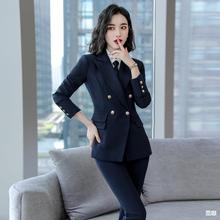 职业装女装马甲美容师套装三件套秋冬长袖西装酒店前台工作服套裤