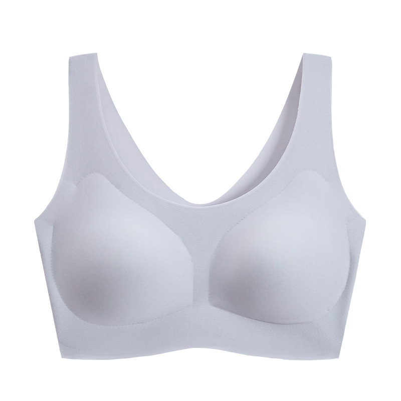 New Seamless Underwear Women's Beauty Back Big Chest Small No Steel Ring Fixed Cup Vest Sports Push up Bra Women's