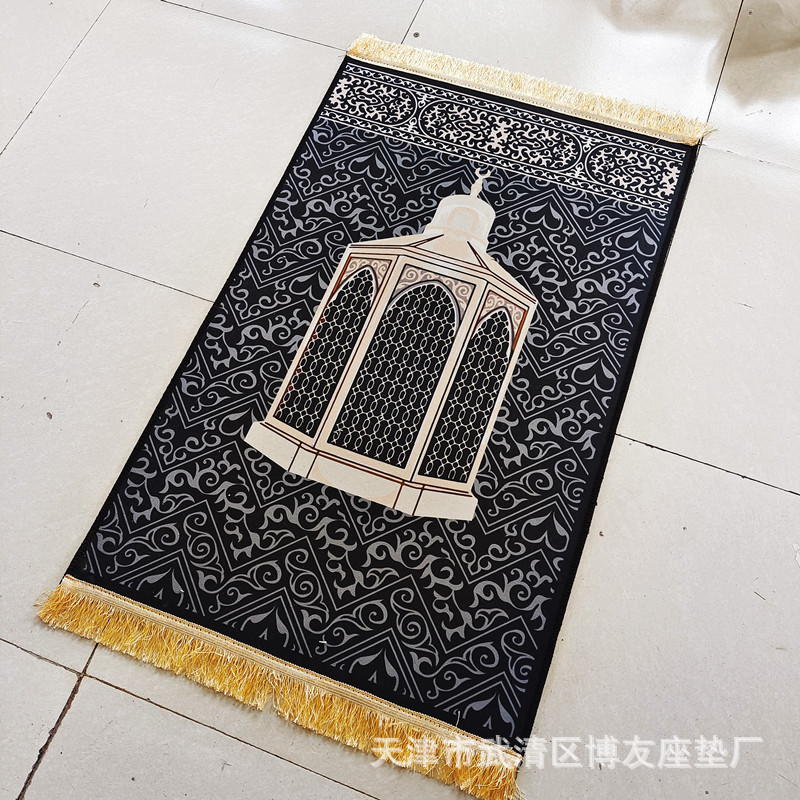 Supply Various Materials Printing Middle East Style Worship Blanket Floor Mat Prayer Mat Sponge Embossed Pilgrimage Prayer Mat