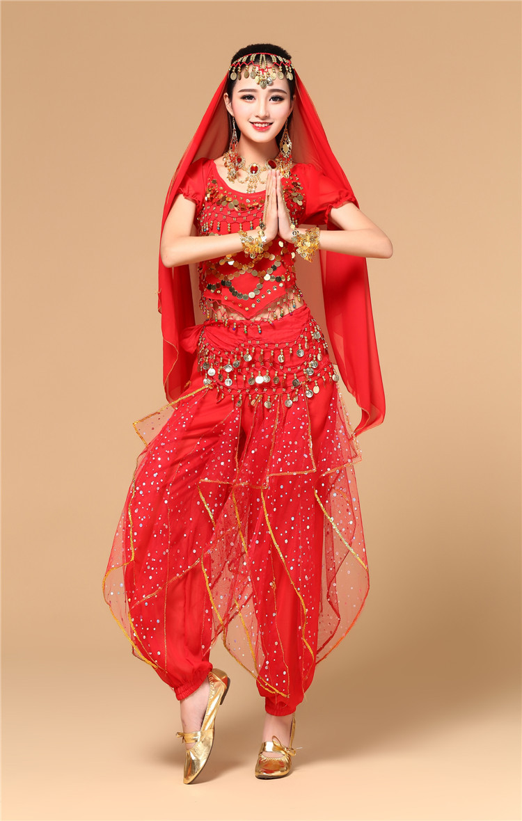 肚皮舞套装女装成人高档民族新款年会演出服印度舞蹈服装短袖长裙