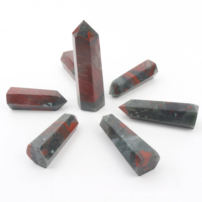 非洲血石几何棱柱原石打磨现代品花式家居摆件销售