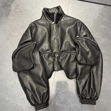 绵羊皮全植鞣皮衣女2024冬新款真皮鹅绒服重工机车皮夹克酷飒外套