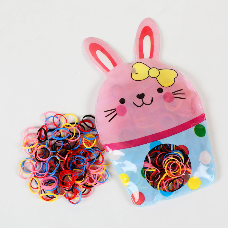 Disposable Rubber Band Baby Hair Band Does Not Hurt Hair Color Small Rubber Band Wholesale Cartoon Bagged Rubber Band