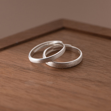 爱洛奇  s925银磨砂素圈情侣戒指韩版夏季气质送礼物手饰品r00167