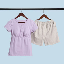 哺乳上衣短袖孕妇睡衣单件家居服产后喂奶t恤春夏季薄款纯棉半袖
