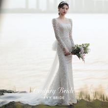 法式轻婚纱2024新款新娘气质简约高级公主风鱼尾小众结婚礼服裙