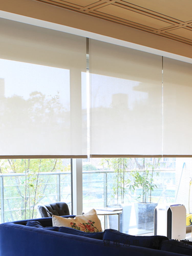 罩壳全遮光窗帘手动电动阳台半遮阳卷帘办公防紫外线免打孔拉帘批