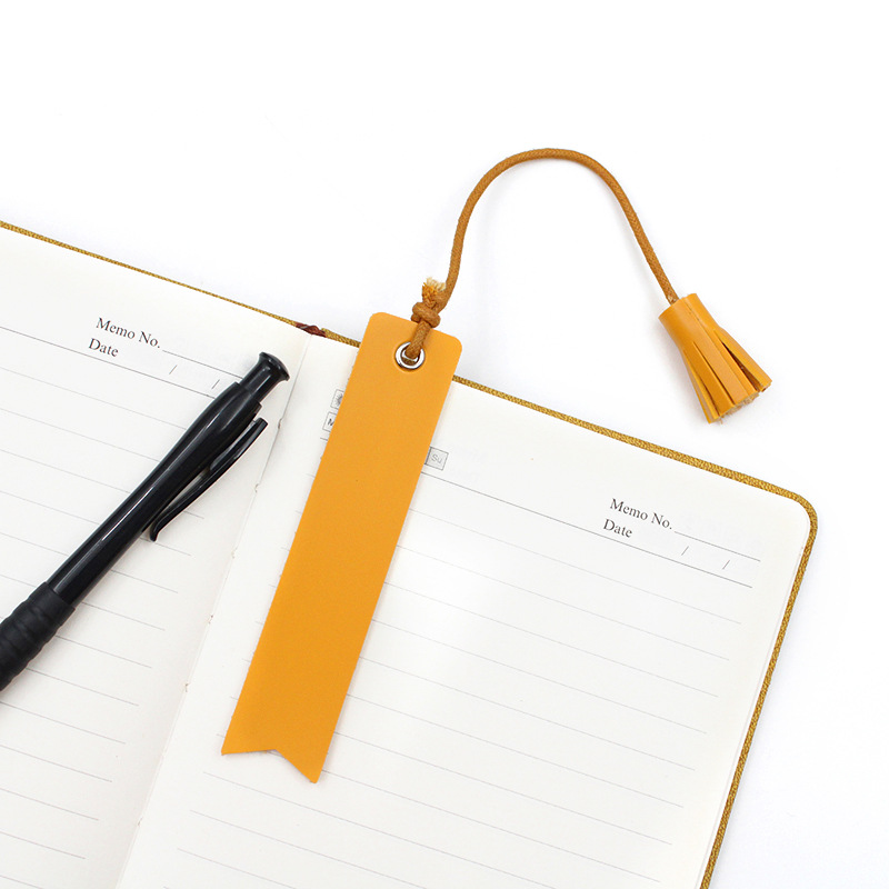 厂家定制 pu皮革书签 学生励志标签文具书夹签 现货皮革书签夹