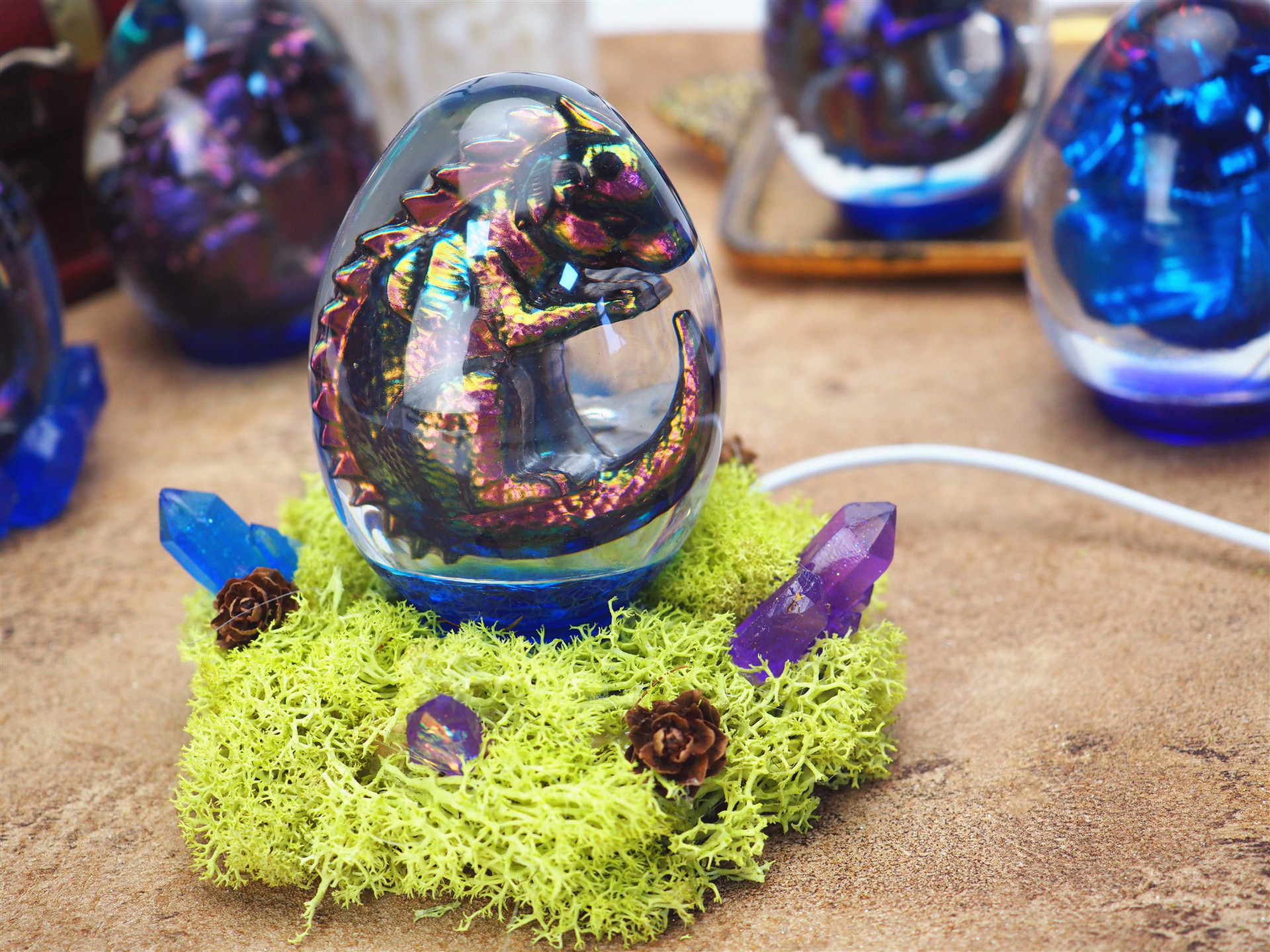 diy水晶滴胶鸡蛋形龙蛋一体星空球夜灯镜面硅胶模具